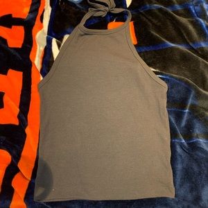 gray ribbed halter top